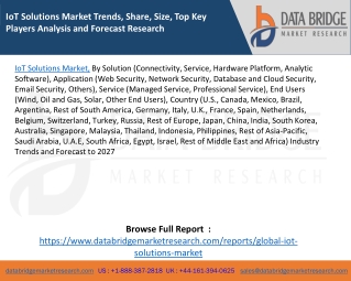 IoT Solutions Market Trends, Share, Size, Top Key Players Analysis and Forecast Research