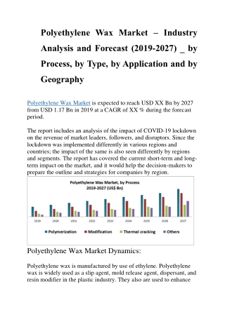 Polyethylene Wax Market