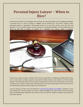 Personal Injury Lawyer – When to Hire