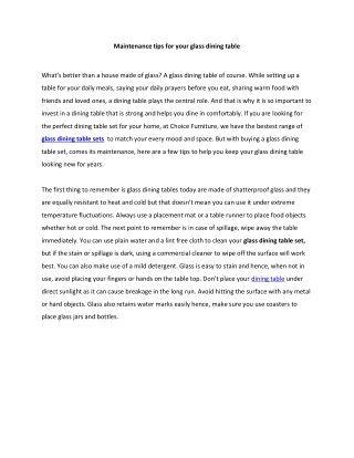 Maintenance tips for your glass dining table