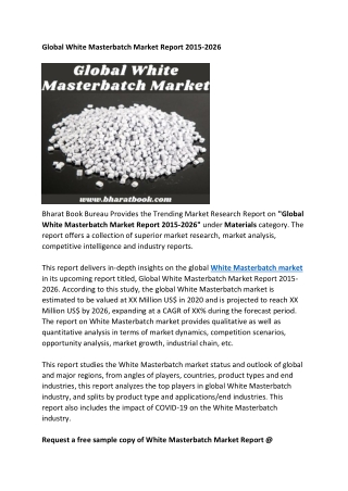 Global White Masterbatch Market Report 2015-2026