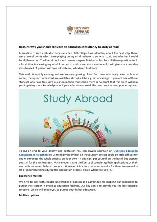 Reasons why you should consider an education consultancy to study abroad