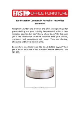 Buy Reception Counters in Australia - Fast Office Furniture