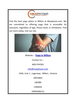 Yoga in Milton | Mexphysio.com