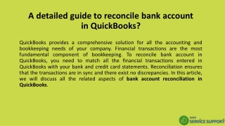 A detailed guide to reconcile bank account in QuickBooks