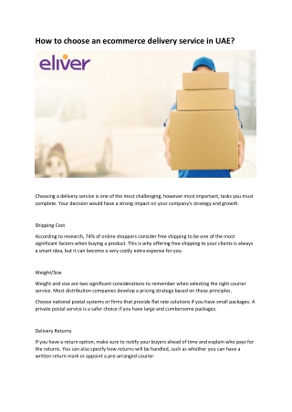 How to choose an ecommerce delivery service in UAE
