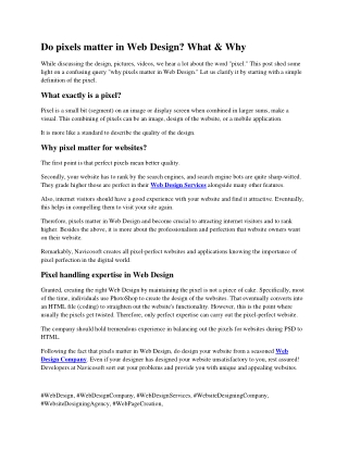 Do pixels matter in Web Design What & Why