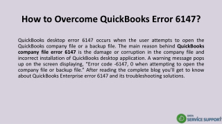 A short guide to resolve QuickBooks Error Message Code 6147, 0