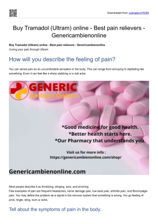 Buy Tramadol (Ultram) online - Best pain relievers - Genericambienonline