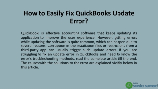 How to Easily Fix QuickBooks Update Error?