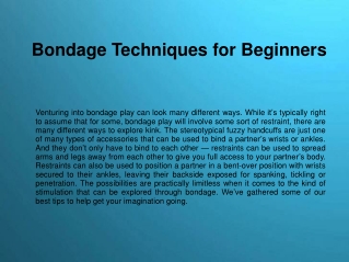Bondage Techniques for Beginners