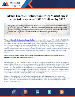 Erectile Dysfunction Drugs Market size is expected to value at USD 3.2 billion b