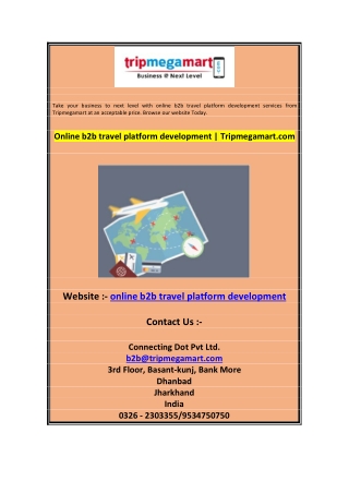 Online b2b travel platform development  Tripmegamart.com