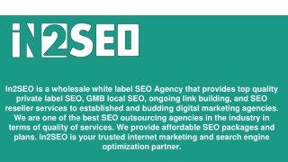 White Label SEO Company - In2SEO