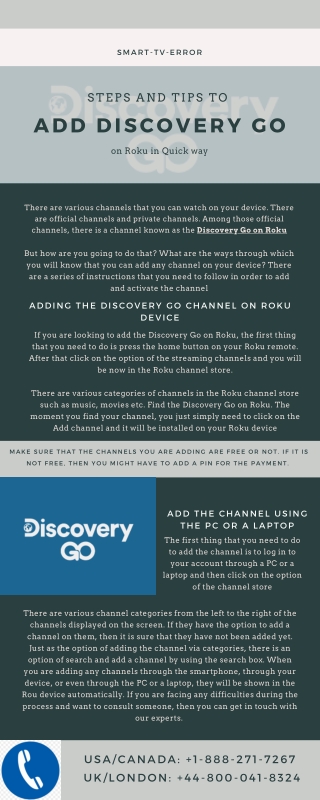 Steps and Tips to Add Discovery go on Roku