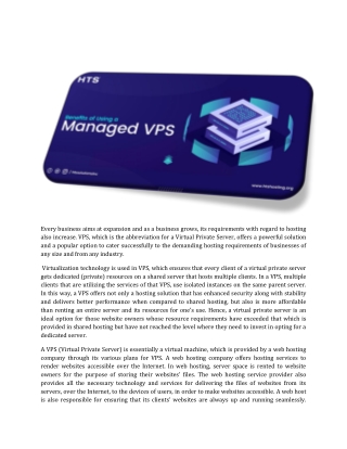 The Benefits of Using a Managed VPS