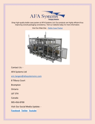 Bottle Case Packer | AFA Systems Ltd.