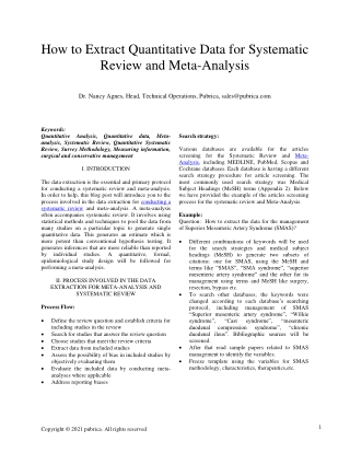 How To Extract Quantitative Data For Systematic Review And Meta-Analysis  – Pubrica