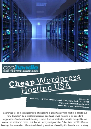 Cheap Wordpress Hosting USA
