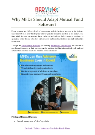 Why MFDs Should Adapt Mutual Fund Software