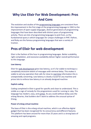 Why Use Elixir For Web Development