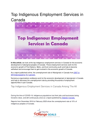 Top Indigenous Employment Services in Canada