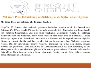 Mit Word Press Entwicklung aus Salzburg an die Spitze: unsere Agentur