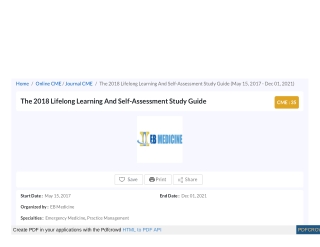 The 2018 Lifelong Learning And Self-Assessment Study Guide