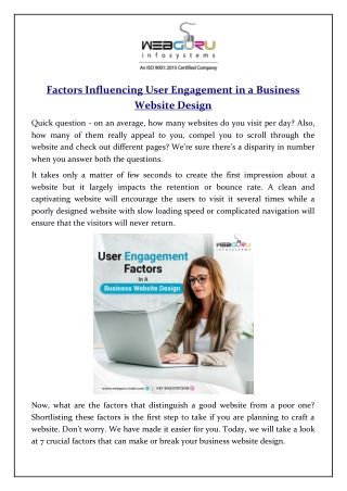 Factors Influencing User Engagement in a Business Website Design