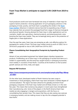Foam Trays Market is anticipate to expand 3.8% CAGR from 2019 to 2027