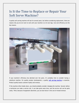 Is It the Time to Replace or Repair Your Soft Serve Machine?