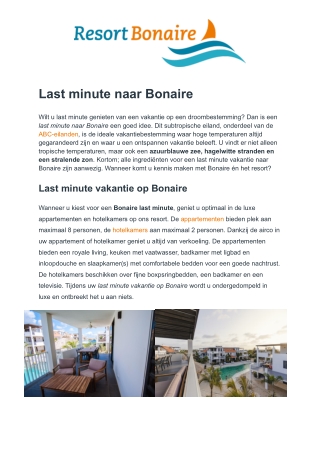 Resort Bonaire - Last minute Bonaire