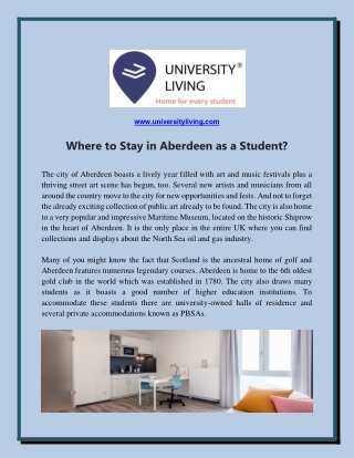 Where to Stay in Aberdeen as a Student?