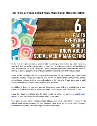 Six Facts Everyone Should Know About Social Media Marketing