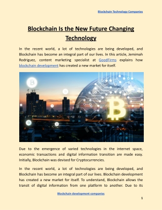 Blockchain Is the New Future Changing Technology