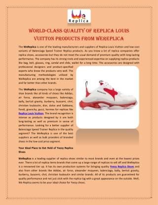 World-Class Quality of Replica Louis Vuitton Products from Wereplica