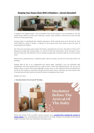 Keeping Your House Clean With A Newborn – Secrets Revealed!