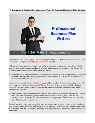 3 Reasons the Savviest Entrepreneurs Trust Professional Business Plan Writers