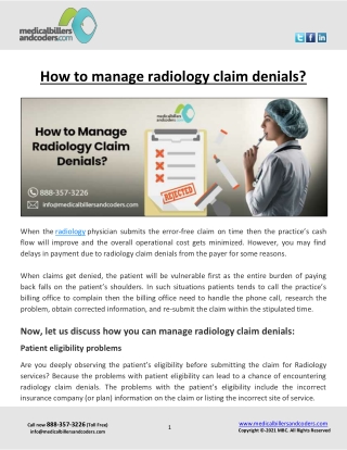 How to manage radiology claim denials?