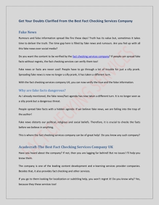 Get Help from the Best Fact Checking Services Company