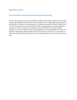 Mulesoft Online Training