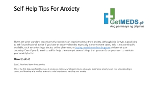 Self-Help Tips For Anxiety