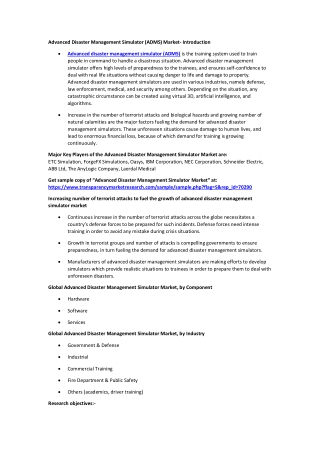 Advanced Disaster Management Simulator (ADMS) Market