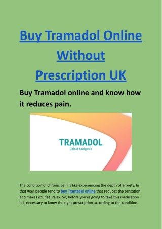Buy Tramadol Online Without Prescription UK