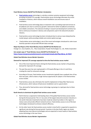 Fixed Wireless Access Market
