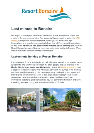 Resort Bonaire - Last minute Bonaire