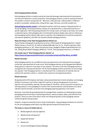 Stick Packaging Machine Market