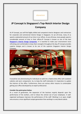 Singapore’s Interior Design Companies