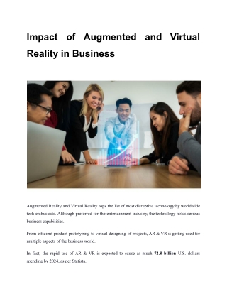 Impact of Augmented Reality and Virtual Reality in Business