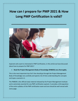 How can I prepare for PMP 2021 and How long PMP is Valid?